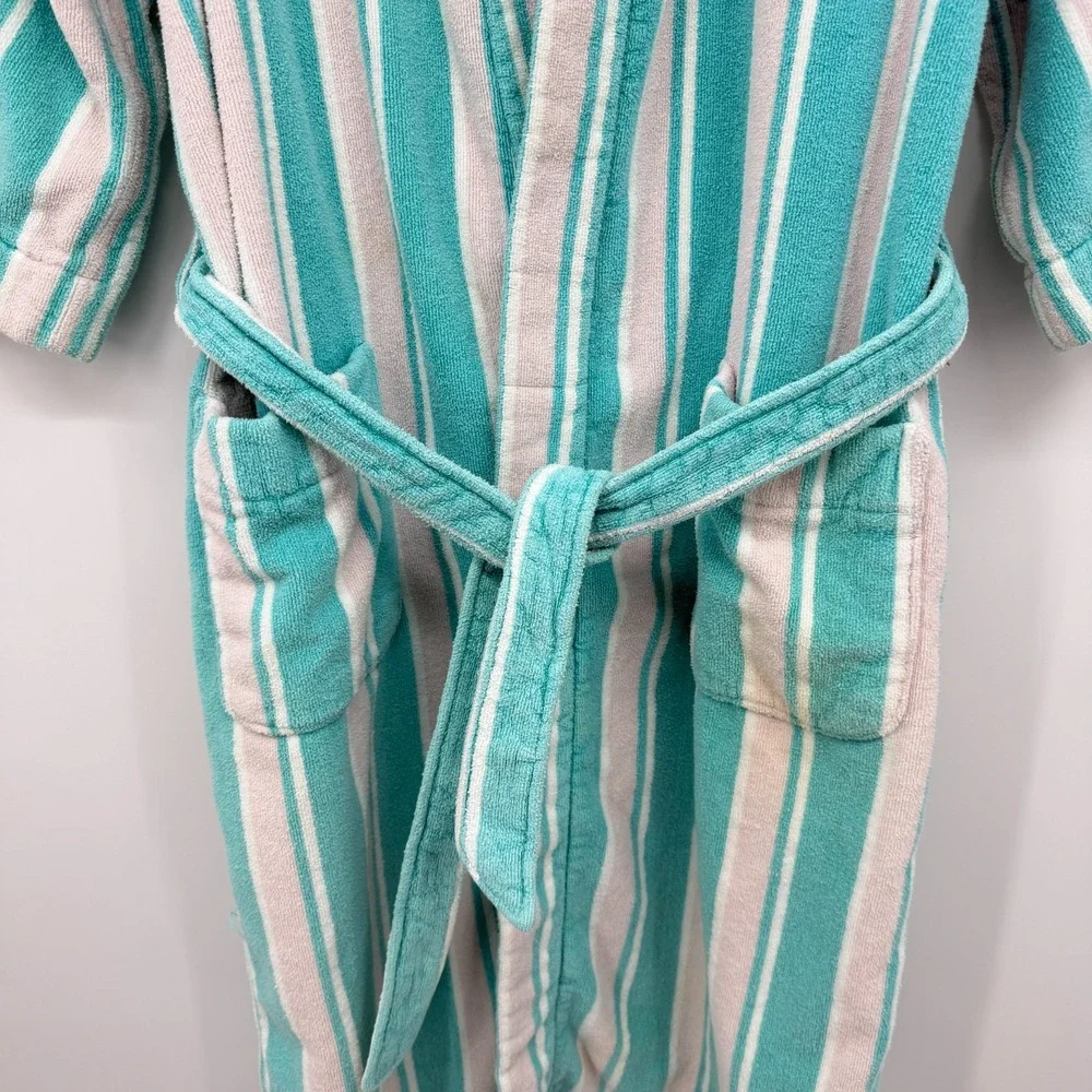 Vintage Terry Cloth Mens Robe One Size Pockets Belted Smoking Jacket Old Money